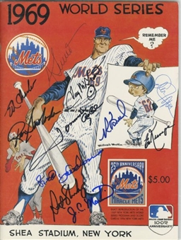 1969 New York Mets World Series Program With 11 Signatures Including Tug McGraw & Tom Seaver